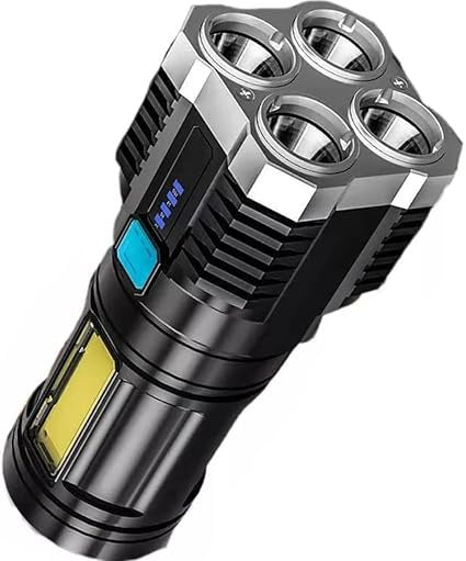 4 Core LED Torch Light ? Ultra Bright Rechargeable Flashlight with Long Range Beam | Heavy-Duty Handheld Torch for Outdoor, Emergency, Camping & Security Use