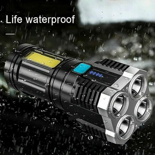 4 Core LED Torch Light ? Ultra Bright Rechargeable Flashlight with Long Range Beam | Heavy-Duty Handheld Torch for Outdoor, Emergency, Camping & Security Use