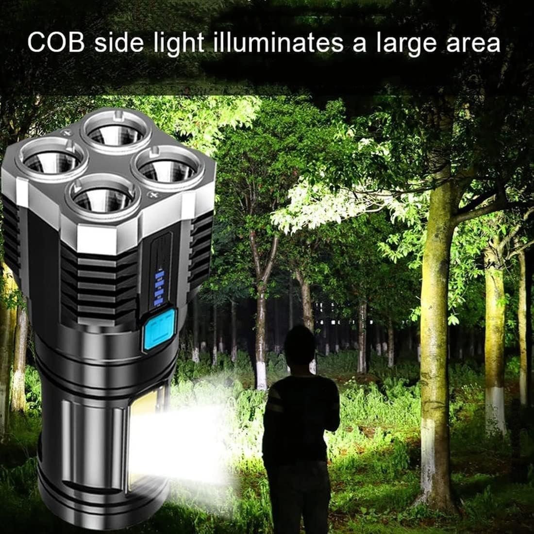 4 Core LED Torch Light ? Ultra Bright Rechargeable Flashlight with Long Range Beam | Heavy-Duty Handheld Torch for Outdoor, Emergency, Camping & Security Use
