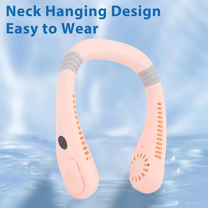 Portable Neck Fan ? Hands-Free Rechargeable Bladeless Personal Fan with 3 Speeds | Silent Cooling Neckband Fan for Travel, Office, Sports & Outdoors
