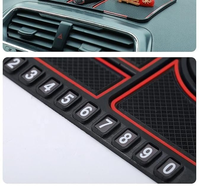 4 in 1 Non-Slip Car Dashboard Mobile Pad ? Multi-Function Anti-Slip Mat with Phone Holder, Card Slot, Pen Stand & Aromatherapy Box ? Heat Resistant & Washable Car Desk Organizer