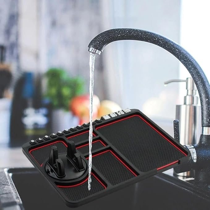 4 in 1 Non-Slip Car Dashboard Mobile Pad ? Multi-Function Anti-Slip Mat with Phone Holder, Card Slot, Pen Stand & Aromatherapy Box ? Heat Resistant & Washable Car Desk Organizer