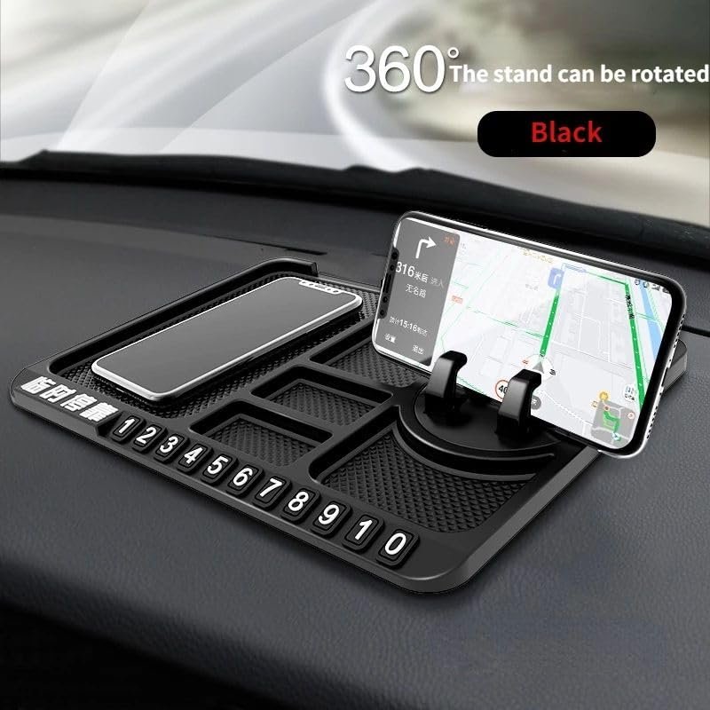 4 in 1 Non-Slip Car Dashboard Mobile Pad ? Multi-Function Anti-Slip Mat with Phone Holder, Card Slot, Pen Stand & Aromatherapy Box ? Heat Resistant & Washable Car Desk Organizer