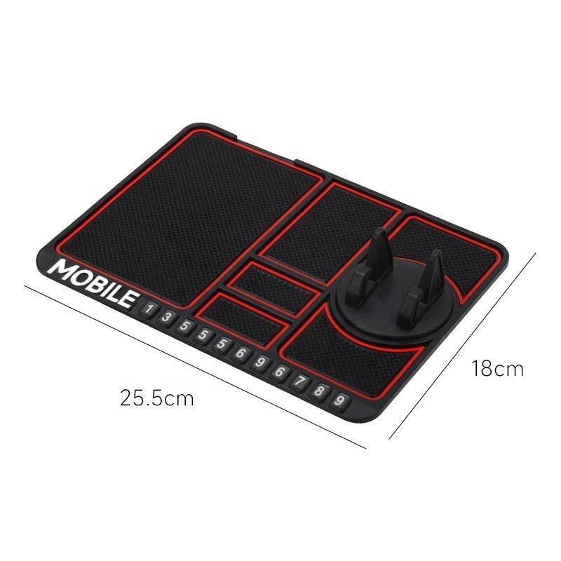 4 in 1 Non-Slip Car Dashboard Mobile Pad ? Multi-Function Anti-Slip Mat with Phone Holder, Card Slot, Pen Stand & Aromatherapy Box ? Heat Resistant & Washable Car Desk Organizer