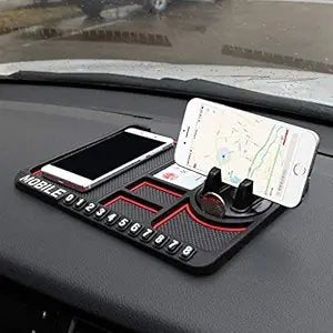 4 in 1 Non-Slip Car Dashboard Mobile Pad ? Multi-Function Anti-Slip Mat with Phone Holder, Card Slot, Pen Stand & Aromatherapy Box ? Heat Resistant & Washable Car Desk Organizer