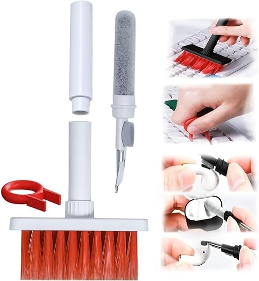 5 in 1 Keyboard Cleaning Brush Kit ? Multifunctional Laptop & Earbuds Cleaner with Keycap Puller, Soft Brush & Cleaning Pen for Electronics
