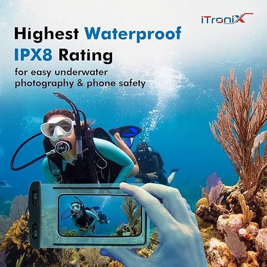 Waterproof Mobile Cover | Universal IPX8 Certified Dry Bag Pouch with Touchscreen Access & Lanyard | Compatible with iPhone, Samsung & Android Phones up to 7 Inches