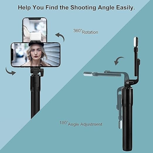 Selfie Stick R1S | Extendable Bluetooth Tripod with Remote Shutter & 360? Rotation | Compact Foldable Selfie Stick for Smartphone & Action Cameras
