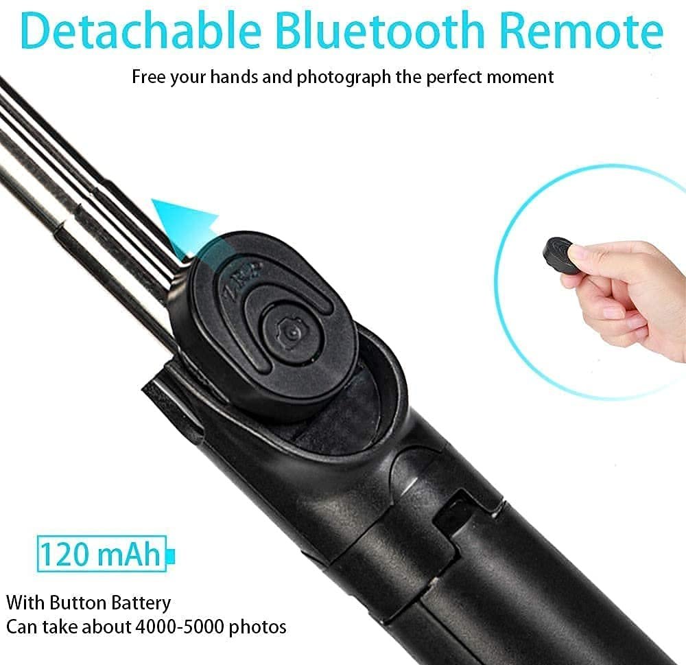 Selfie Stick R1S | Extendable Bluetooth Tripod with Remote Shutter & 360? Rotation | Compact Foldable Selfie Stick for Smartphone & Action Cameras