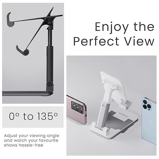 Adjustable Plastic Mobile Stand | Foldable & Lightweight Phone Holder for Desk & Table | Universal Mobile & Tablet Holder with 360? Rotation