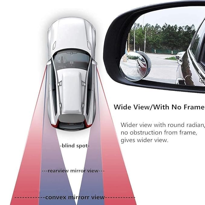 2-Pack Blind Spot Mirror for Car ? 360? Adjustable Wide Angle Convex Rear View Mirror for All Vehicles ? Stick-On Safety Mirror for Blind Spot Detection