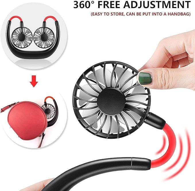 Neck Fan ? Portable Hands-Free Bladeless Fan with 3 Speed Settings ? USB Rechargeable Wearable Personal Fan for Travel, Office & Outdoor Use