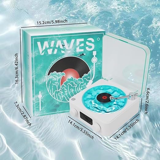 Ocean Wave Gramophone Light Speaker ? 3-in-1 Bluetooth Speaker with LED Ambient Light & Vintage Design ? Wireless Music Player for Home, Bedroom & Gifting