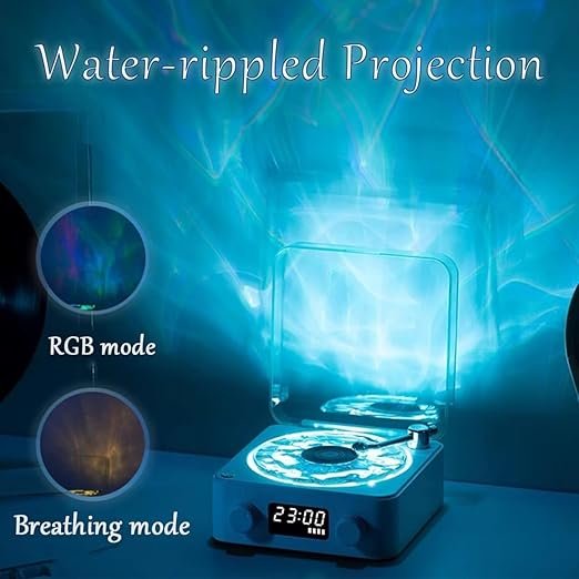 Ocean Wave Gramophone Light Speaker ? 3-in-1 Bluetooth Speaker with LED Ambient Light & Vintage Design ? Wireless Music Player for Home, Bedroom & Gifting