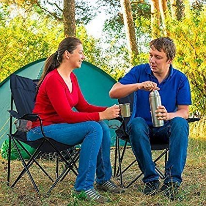 Folding Camping Chair with Cup Holder ? Portable Outdoor Chair with Carry Bag, Heavy-Duty Steel Frame, Comfortable &amp; Lightweight for Camping, Hiking, Beach, Fishing &amp; Travel