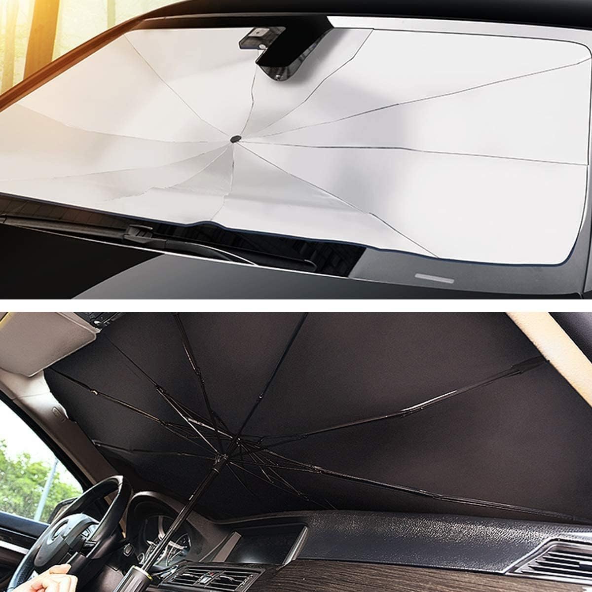 Car Umbrella ? Foldable Windshield Sunshade Umbrella for Car, UV &amp; Heat Reflective, Universal Fit Front Window Shade, Easy Pop-Up Design for Summer Car Protection