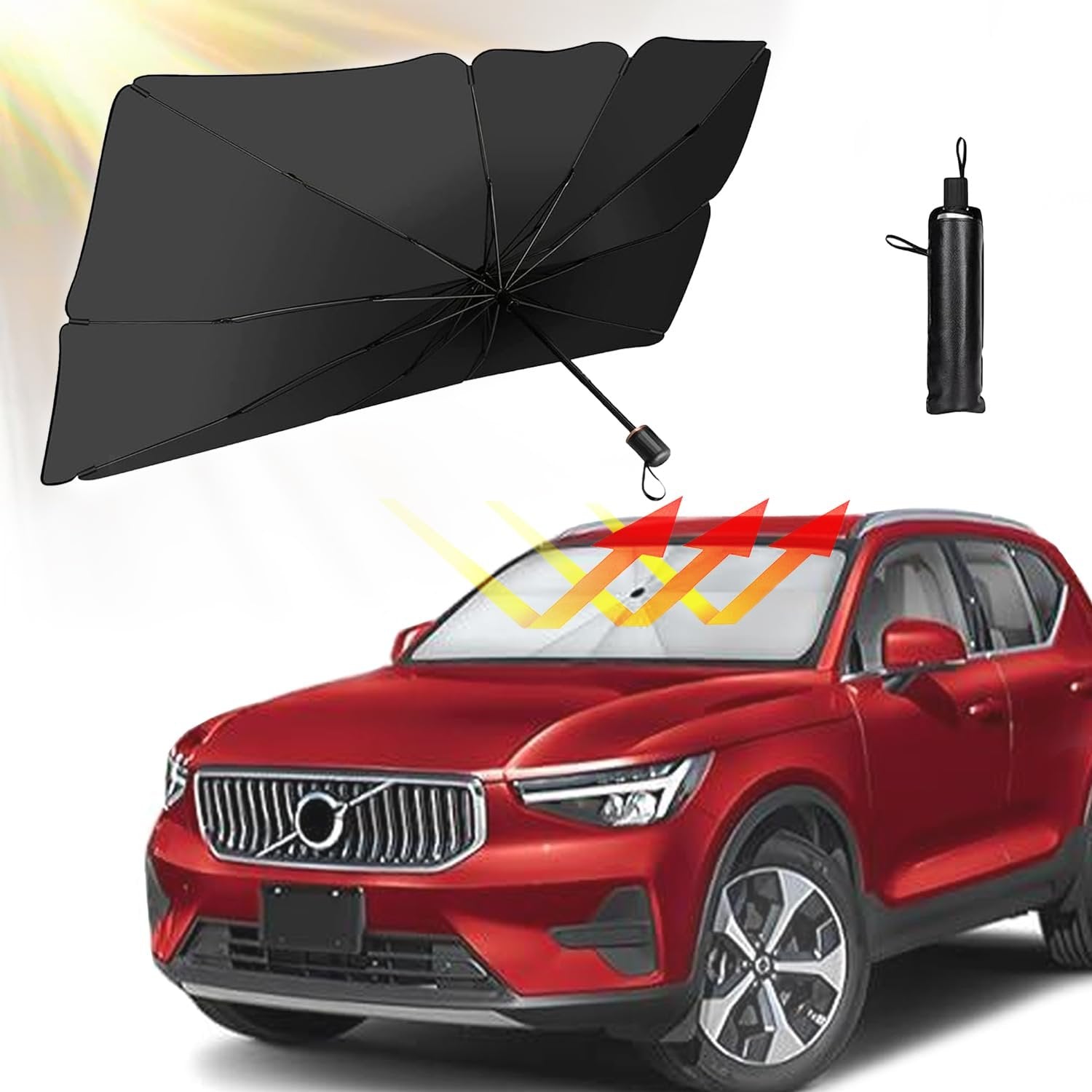 Car Umbrella ? Foldable Windshield Sunshade Umbrella for Car, UV &amp; Heat Reflective, Universal Fit Front Window Shade, Easy Pop-Up Design for Summer Car Protection