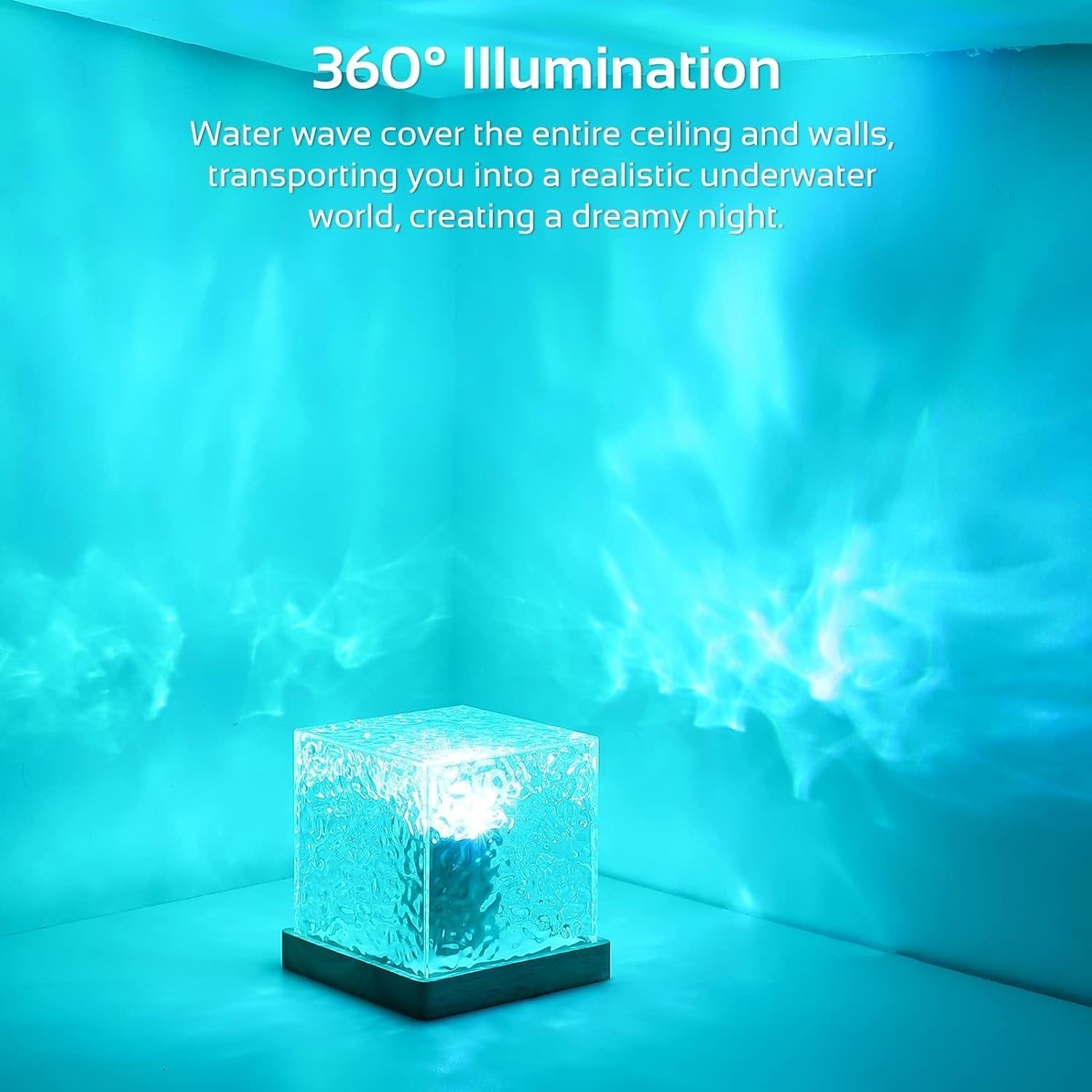 Water Ripple Lamp ? LED Night Light Projector with Flowing Ocean Wave Effect, USB Rechargeable Mood Lamp for Bedroom, Home D?cor, Meditation &amp; Relaxation
