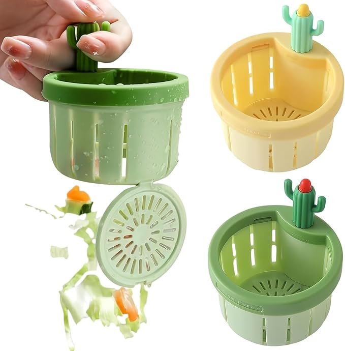 Cactus Kitchen Sink Drain Strainer ? Cute Silicone Sink Filter for Food Waste, Anti-Clog Design with Suction Base, Easy to Clean Sink Stopper for Home Kitchen