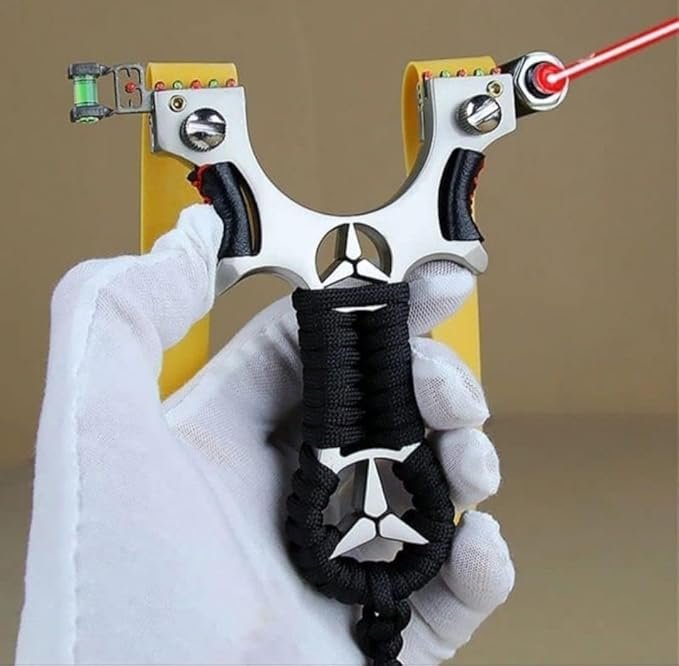 Laser Metal Slingshot ? Heavy Duty Stainless Steel Slingshot with Laser Sight, High Precision Outdoor Hunting &amp; Target Practice Catapult for Adults