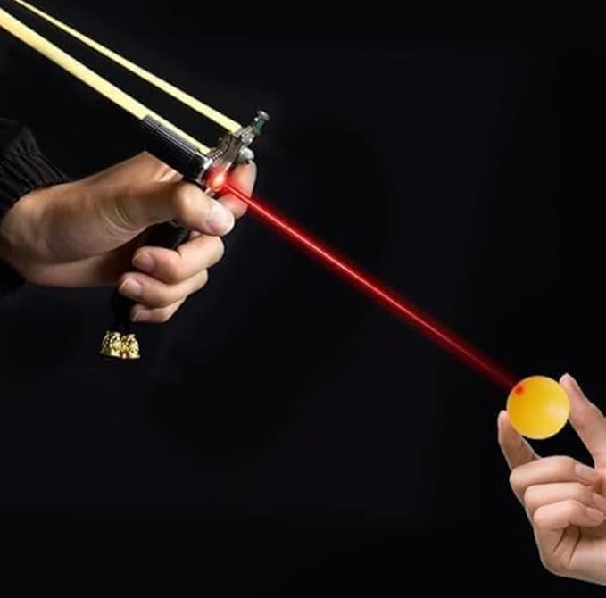 Laser Metal Slingshot ? Heavy Duty Stainless Steel Slingshot with Laser Sight, High Precision Outdoor Hunting &amp; Target Practice Catapult for Adults