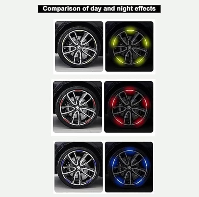 20 Pcs Reflective Tyre Stickers ? Waterproof Rim Tape for Car &amp; Bike Wheels, High-Visibility Night Safety Decals, Universal Fit for Rims
