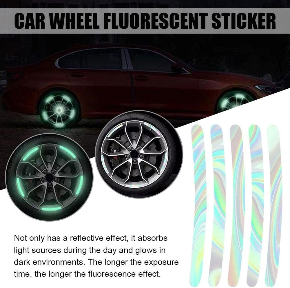 20 Pcs Reflective Tyre Stickers ? Waterproof Rim Tape for Car &amp; Bike Wheels, High-Visibility Night Safety Decals, Universal Fit for Rims