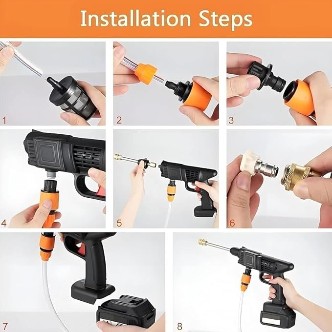 High Pressure Car Washing Gun ? Cordless Power Washer with Single Rechargeable Battery, Portable Jet Spray for Car, Bike, Home & Outdoor Cleaning