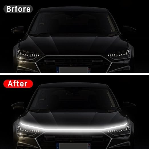 Car Hood LED Light Strip ? 180? Flowing DRL Strip for Bonnet/Grill | Waterproof, Flexible, Daytime Running Light with Turn Signal Function (DC 12V)