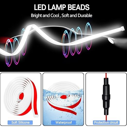 Car Hood LED Light Strip ? 180? Flowing DRL Strip for Bonnet/Grill | Waterproof, Flexible, Daytime Running Light with Turn Signal Function (DC 12V)
