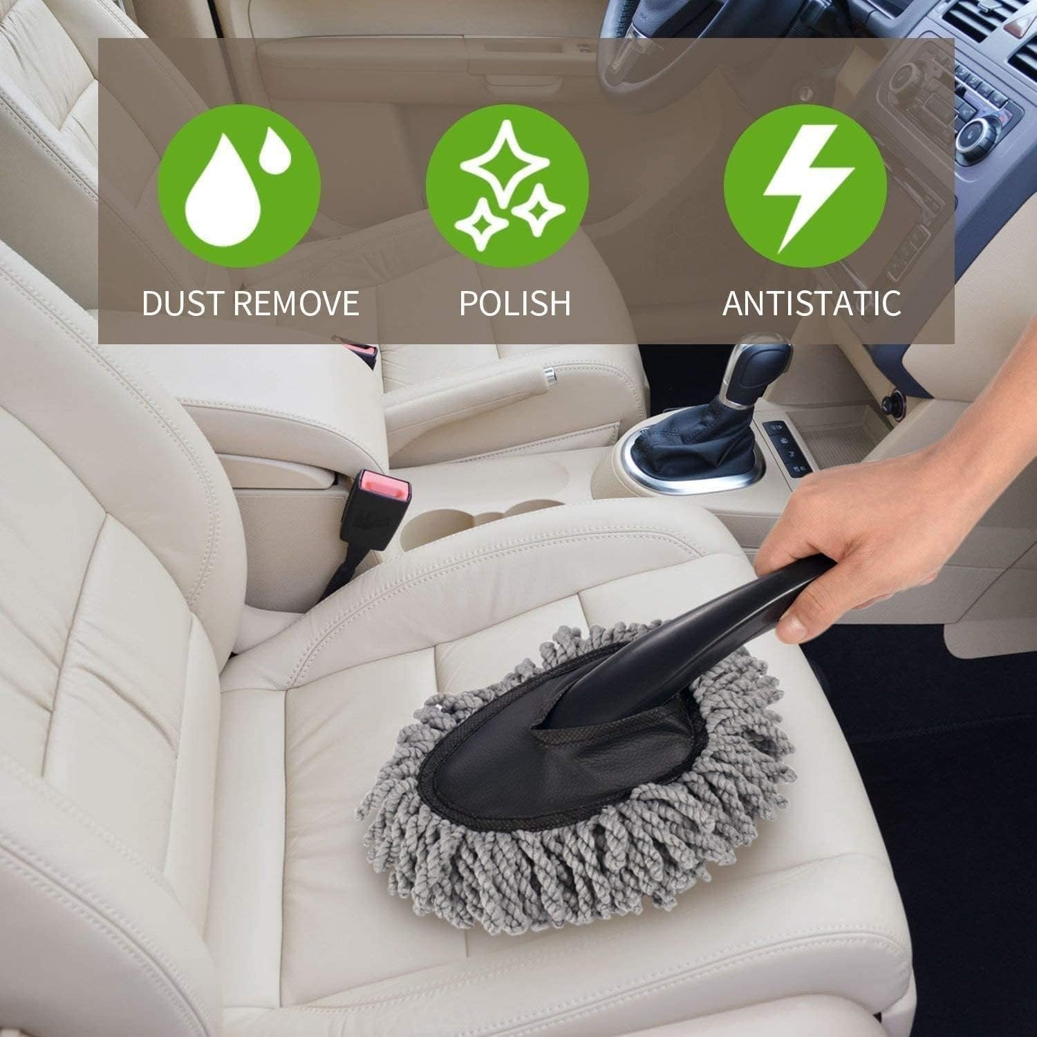 Microfiber Car Duster for Interior & Exterior ? Soft Auto Cleaning Brush for Dust Removal | Lint-Free, Scratch-Free Car Cleaning Tool with Extendable Handle