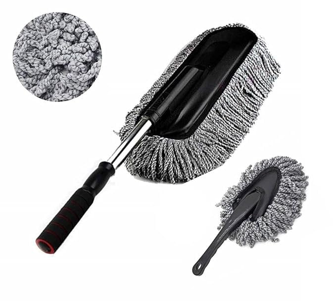 Microfiber Car Duster for Interior & Exterior ? Soft Auto Cleaning Brush for Dust Removal | Lint-Free, Scratch-Free Car Cleaning Tool with Extendable Handle