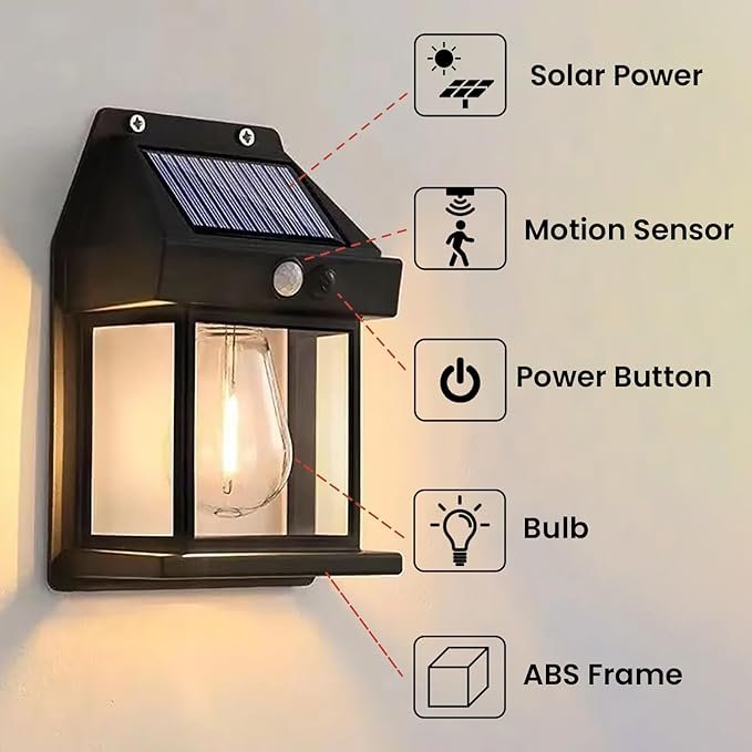 Solar Wall Bulb Light ? Waterproof LED Outdoor Light with Automatic On/Off | Decorative Solar Lamp for Balcony, Garden, Patio, Pathway & Home Exterior