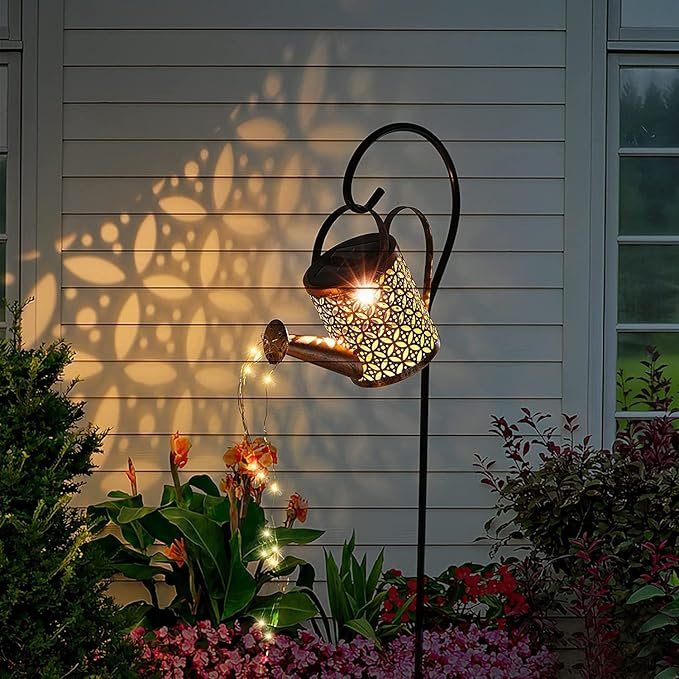 Solar Watering Can Lights ? Decorative LED Garden Light with Waterfall Fairy String Lights | Waterproof Outdoor Solar Lamp for Yard, Patio, Balcony & Lawn Decor
