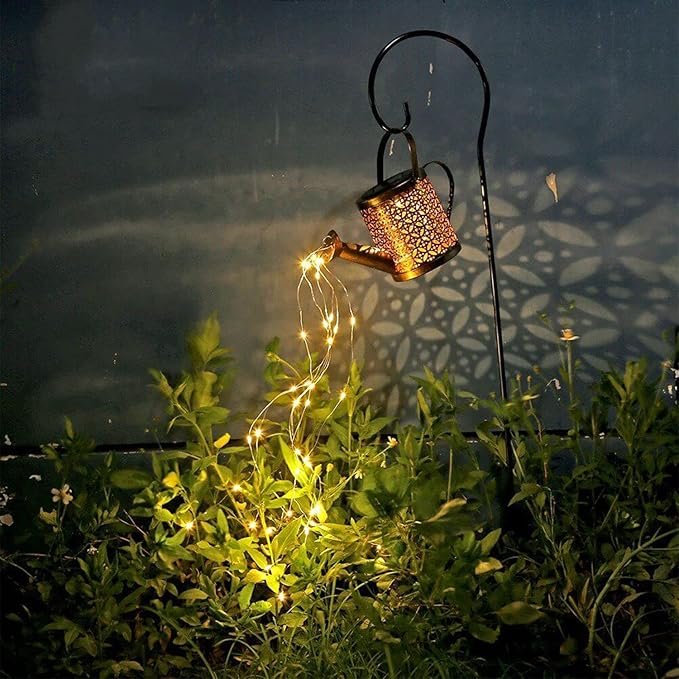Solar Watering Can Lights ? Decorative LED Garden Light with Waterfall Fairy String Lights | Waterproof Outdoor Solar Lamp for Yard, Patio, Balcony & Lawn Decor