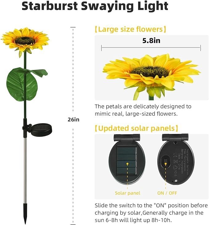 Solar Sunflower Light ? Realistic LED Garden Stake Light (1 Piece) | Waterproof Solar-Powered Flower Lamp for Outdoor Lawn, Pathway, Yard & Home Decoration