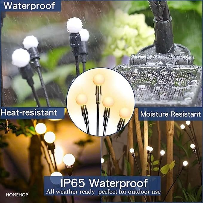 8 LED Solar Powered Firefly Lights ? Swaying Waterproof Garden Pathway Lights | Outdoor Decorative Solar Lamp for Yard, Patio, Lawn & Landscape Decoration