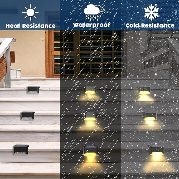 Solar Stair Light ? Waterproof LED Step Light for Outdoor Stairs, Fences, Decks, and Pathways | Solar-Powered Auto On/Off Wall Light for Garden & Yard