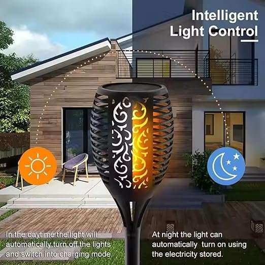 Garden Solar Flame Lights ? Flickering LED Torch Lights for Outdoor Decoration | Waterproof Solar-Powered Flame Lamps for Pathway, Patio, Lawn & Landscape (Pack of 2/4)