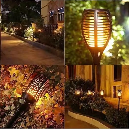 Garden Solar Flame Lights ? Flickering LED Torch Lights for Outdoor Decoration | Waterproof Solar-Powered Flame Lamps for Pathway, Patio, Lawn & Landscape (Pack of 2/4)