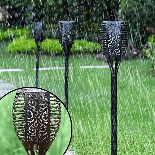Garden Solar Flame Lights ? Flickering LED Torch Lights for Outdoor Decoration | Waterproof Solar-Powered Flame Lamps for Pathway, Patio, Lawn & Landscape (Pack of 2/4)