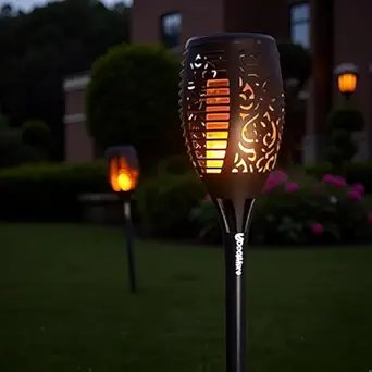 Garden Solar Flame Lights ? Flickering LED Torch Lights for Outdoor Decoration | Waterproof Solar-Powered Flame Lamps for Pathway, Patio, Lawn & Landscape (Pack of 2/4)