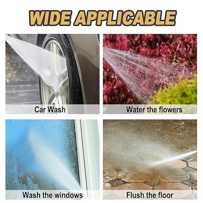 Black High Pressure Water Spray Nozzle ? Adjustable Jet Hose Nozzle for Garden, Car Wash & Outdoor Cleaning | Durable Leak-Proof Trigger Sprayer