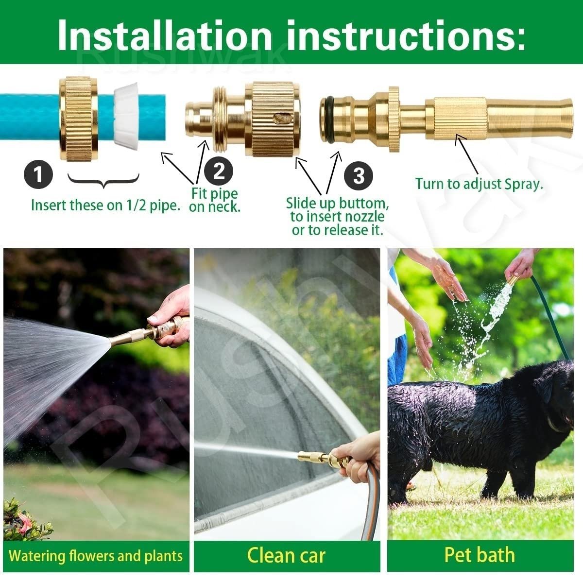 Brass Nozzle Water Spray Gun ? Heavy-Duty Adjustable Garden Hose Nozzle for Car Wash, Plant Watering & Outdoor Cleaning | Leak-Proof Jet Sprayer