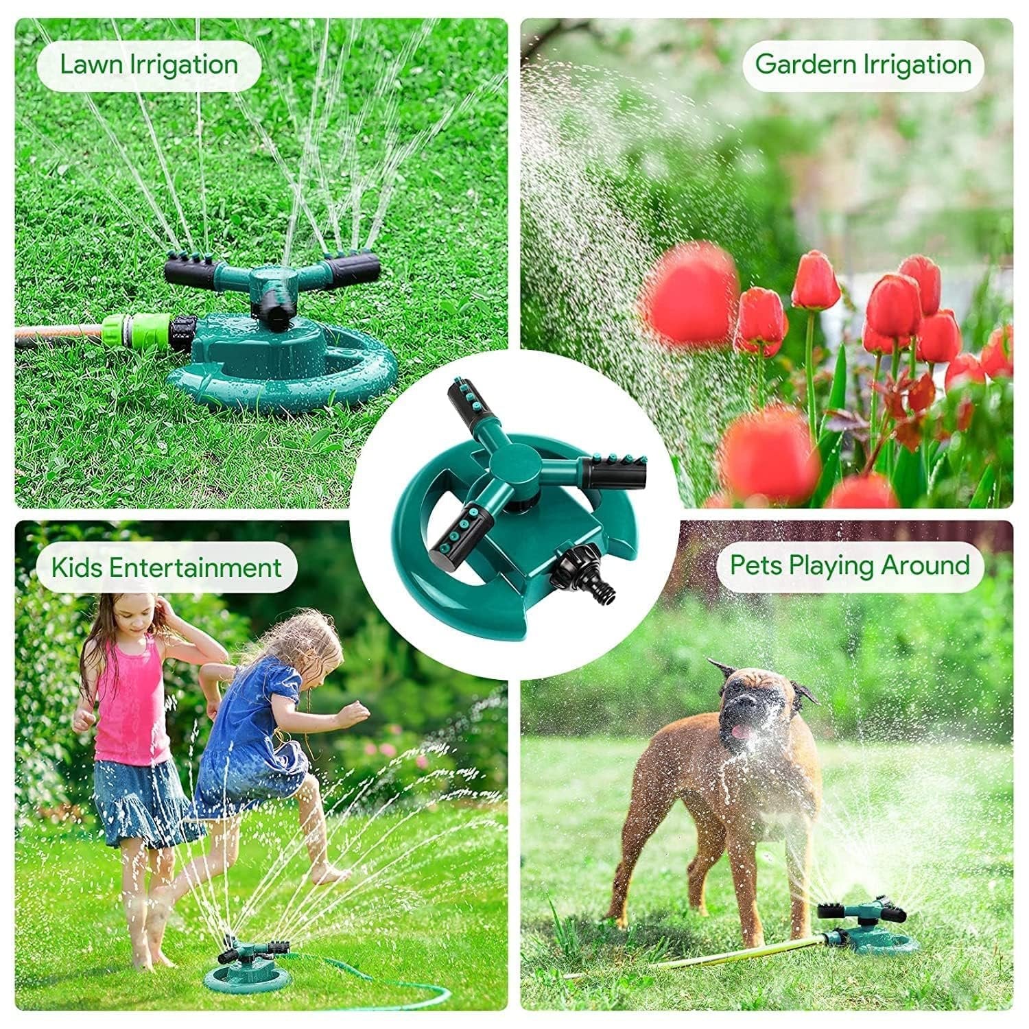 3-Arm Garden Sprinkler | 360? Rotating Lawn Sprinkler for Even Watering | Automatic Adjustable Sprayer for Garden, Yard, Grass & Outdoor Irrigation