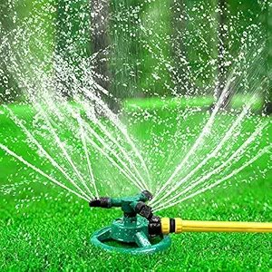 3-Arm Garden Sprinkler | 360? Rotating Lawn Sprinkler for Even Watering | Automatic Adjustable Sprayer for Garden, Yard, Grass & Outdoor Irrigation