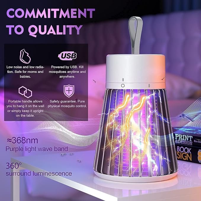 USB Mosquito Killer Lamp | Silent UV Light Insect Trap with Suction Fan | Non-Toxic, Energy-Efficient Mosquito Trap for Home, Bedroom, Office & Outdoor Use