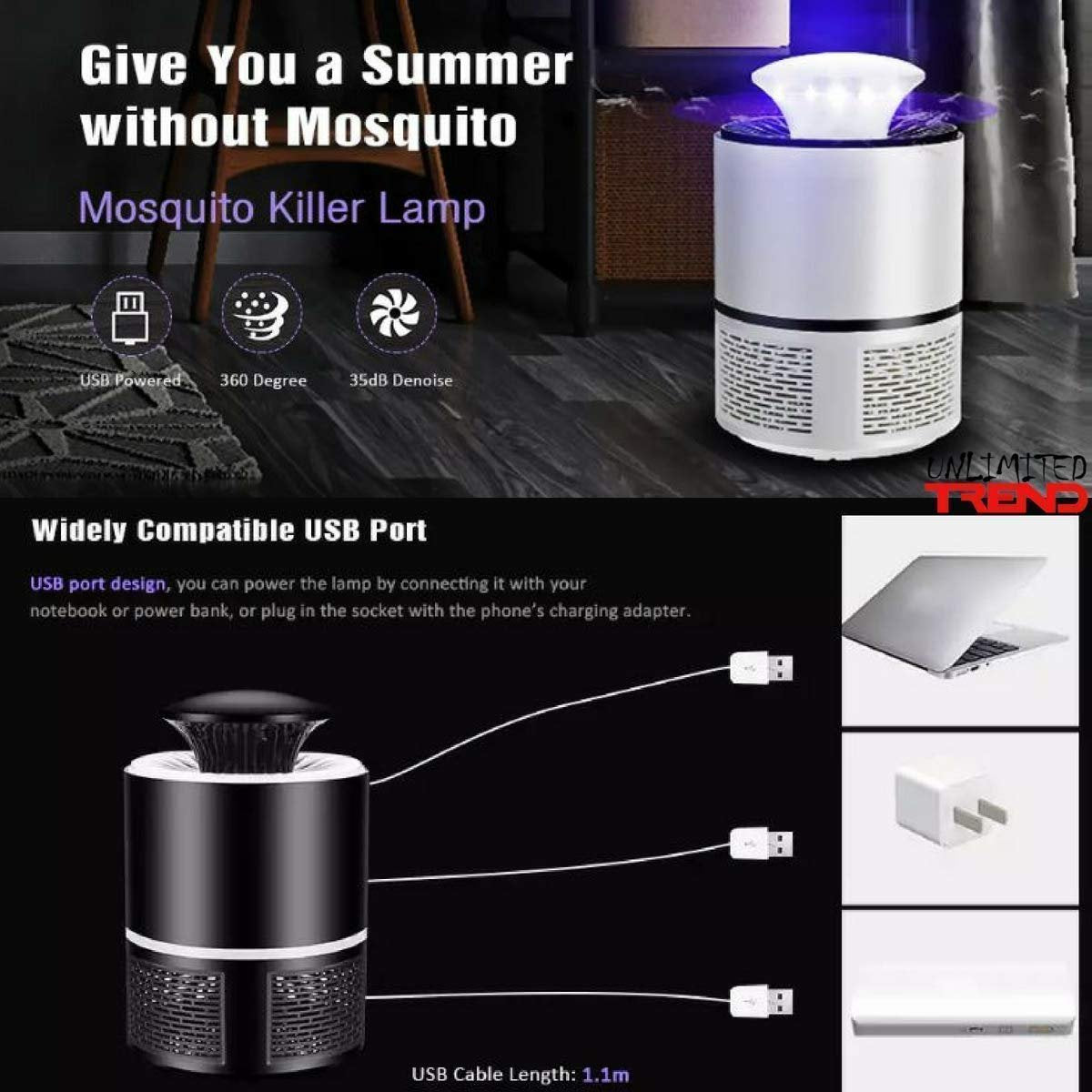 Electric Mosquito Killer Lamp | UV Light Insect Trap with Silent Fan & Noiseless Operation | Non-Toxic Fly & Mosquito Zapper for Home, Bedroom, Office & Outdoor Use