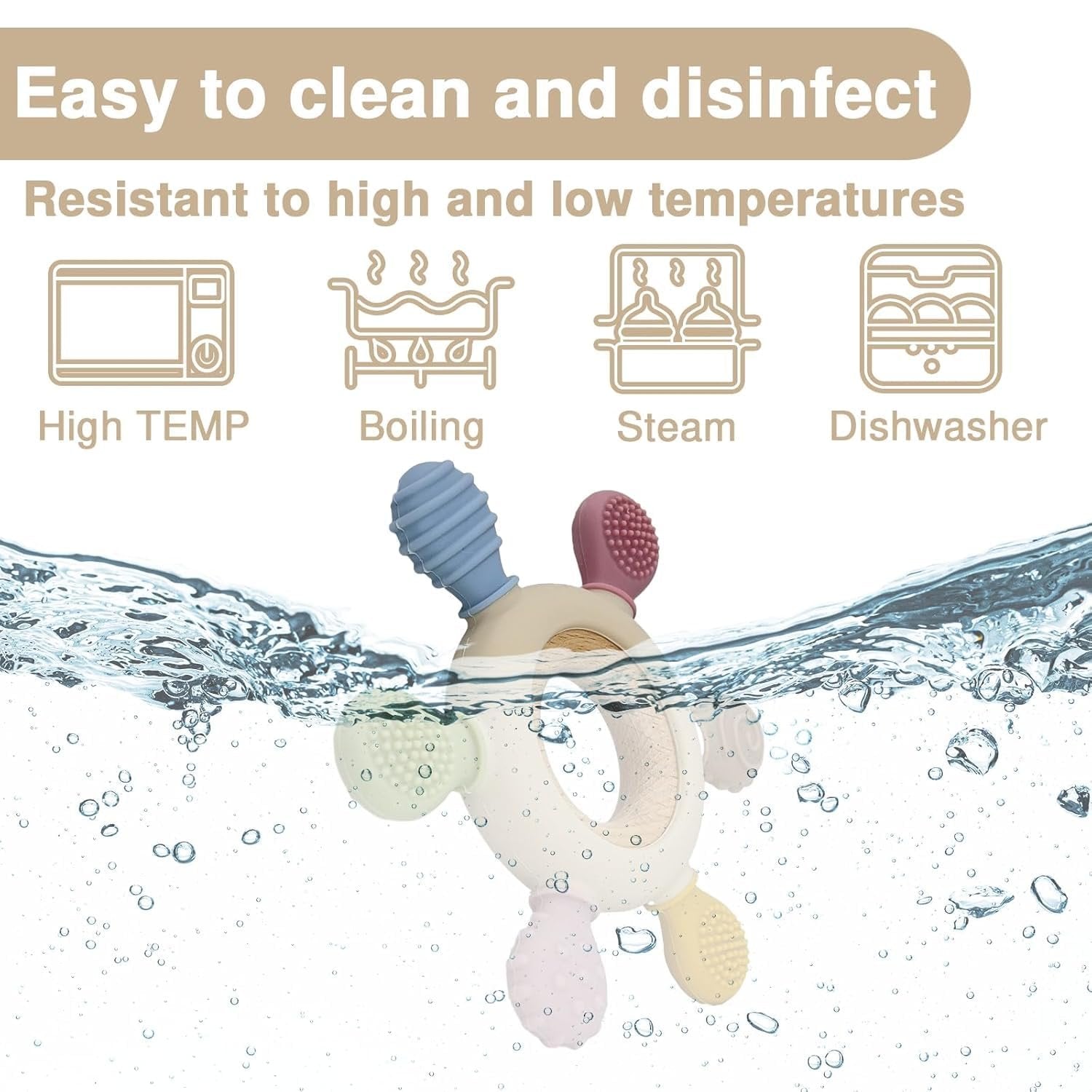 Silicone Baby Teether ? BPA-Free Soft & Safe Teething Toy for Infants, Freezer-Friendly Soothing Teether with Easy Grip, Ideal for Baby?s Gums & First Teeth