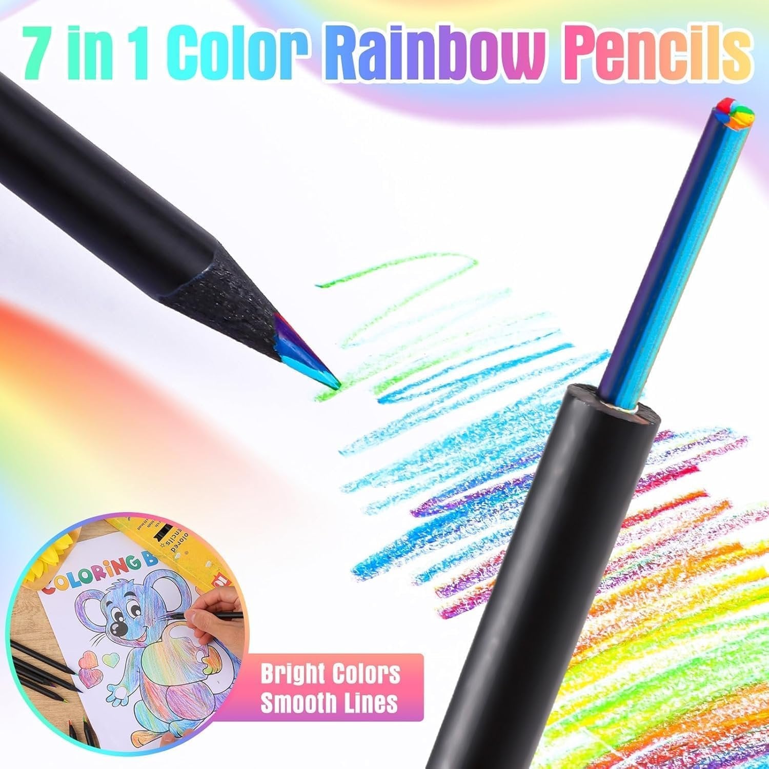 Rainbow Pencil Set ? Multi-Color Drawing & Writing Pencils for Kids & Artists, Smooth Color-Blending Rainbow Core Pencils for School, Art & Gifts